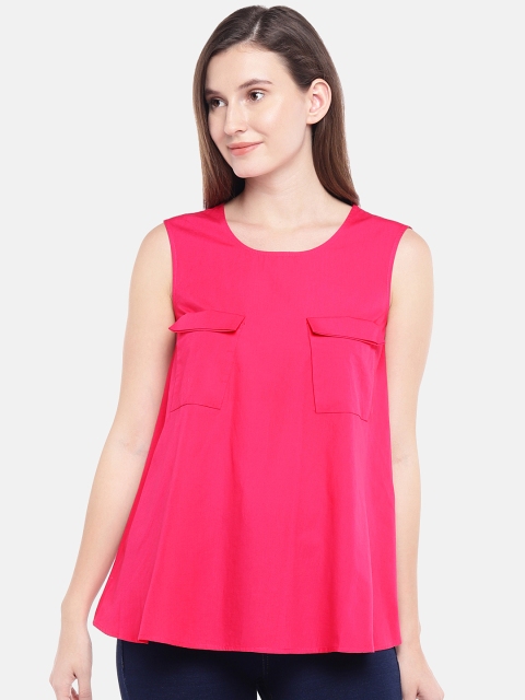 

United Colors of Benetton Women Pink Solid A-Line Top