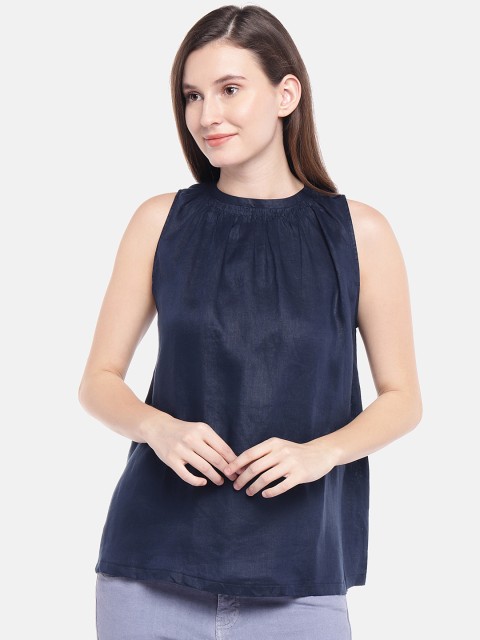 

United Colors of Benetton Women Navy Blue Solid Top