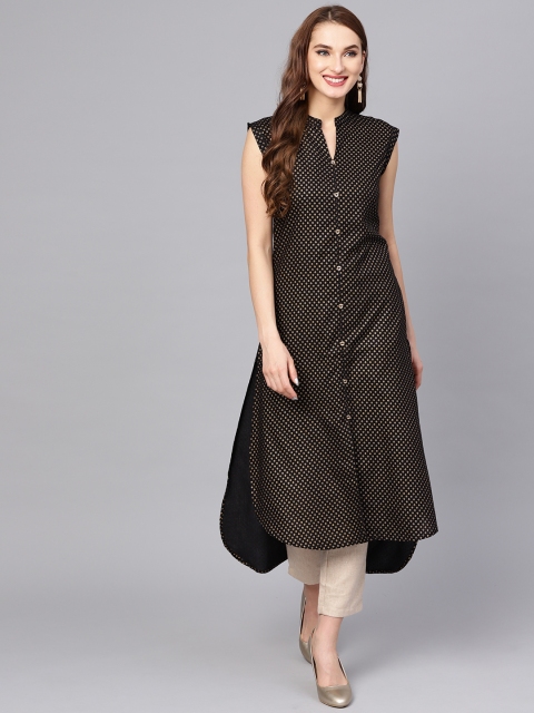 

Jaipur Kurti Women Black & Beige Printed Kurta with Trousers