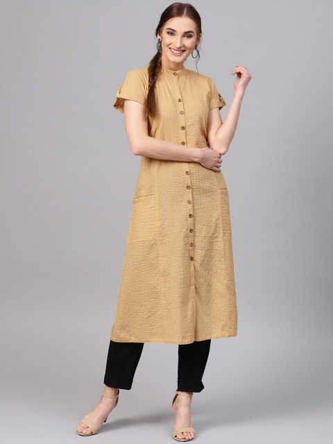 

Jaipur Kurti Women Beige Solid A-Line Kurta
