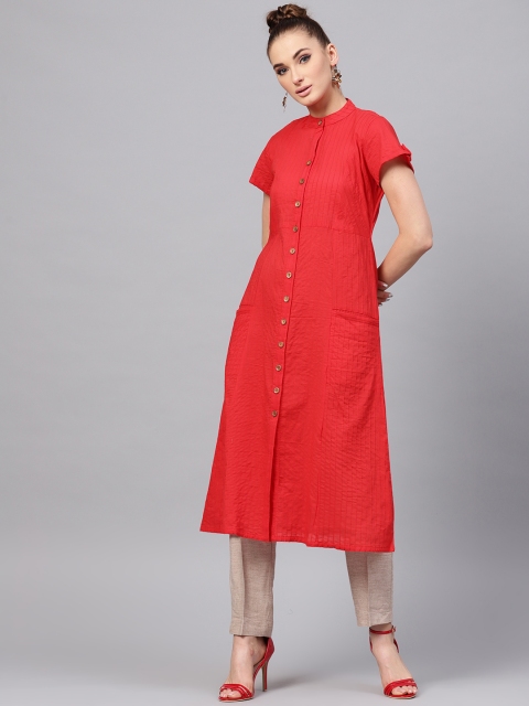 

Jaipur Kurti Women Red Solid A-Line Kurta