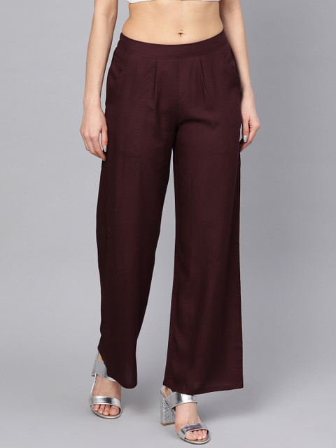 

Jaipur Kurti Women Burgundy Solid Straight Palazzos