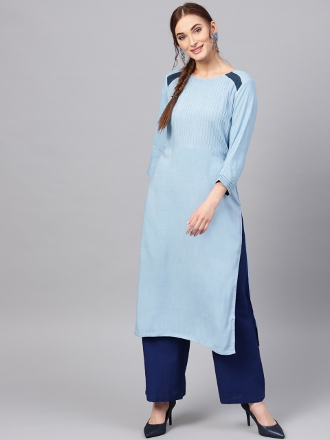 

Jaipur Kurti Women Blue Solid Straight Kurta