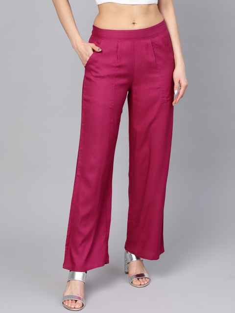 

Jaipur Kurti Women Magenta Solid Straight Palazzos