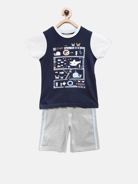 

TAMBOURINE Boys Black Printed T-shirt with Shorts