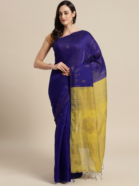 

FIROZA Blue Woven Design Handloom Saree