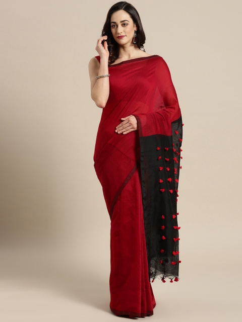

FIROZA Red & Black Solid Saree