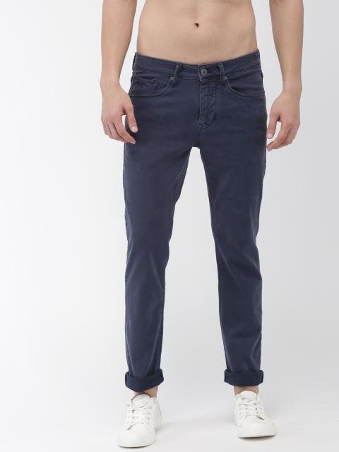 

Flying Machine Men Navy Blue Michael Slim Tapered Fit Solid Chinos