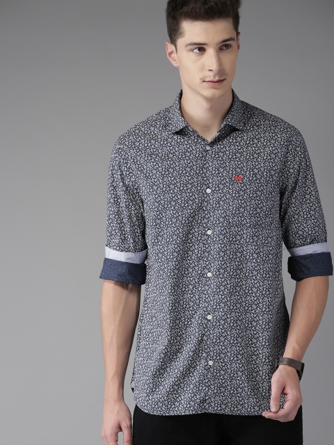 

THE BEAR HOUSE Men Blue Slim Fit Printed Smart Casual Shirt