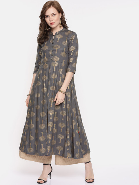 

Alena Women Grey Printed Anarkali Kurta