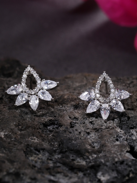 

Carlton London Silver-Toned Rhodium-Plated Contemporary CZ Studs