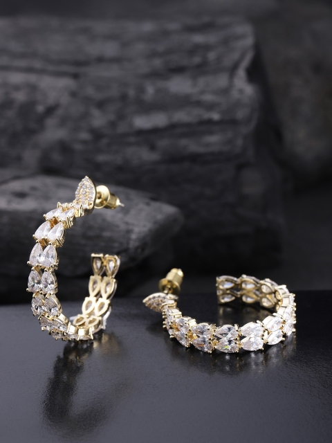 

Carlton London Gold-Plated CZ Stone-Studded Circular Half-Hoop Earrings