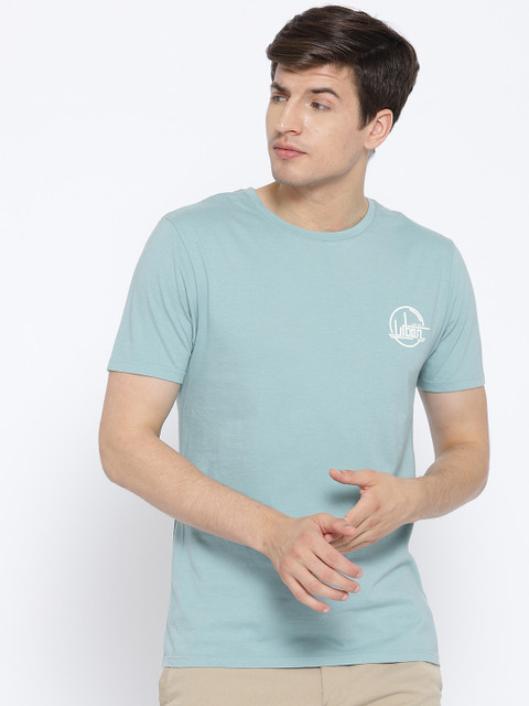 

Blackberrys Men Sea Green Solid Round Neck T-shirt