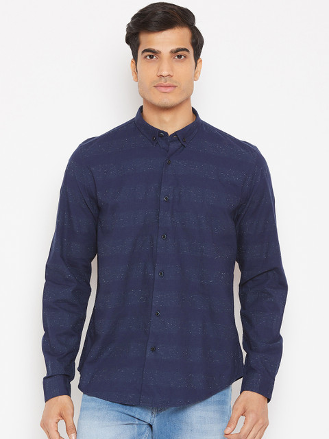 

Blackberrys Men Navy Blue Slim Fit Self Design Casual Shirt