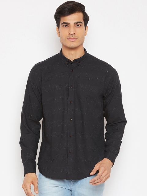 

Blackberrys Men Black Slim Fit Striped Casual Shirt