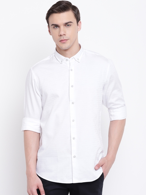 

Blackberrys Men White Slim Fit Self Design Casual Shirt