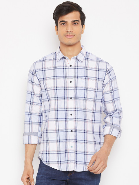 

Blackberrys Men White & Black Slim Fit Checked Casual Shirt