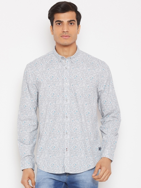 

Blackberrys Men Grey & White Slim Fit Printed Casual Shirt