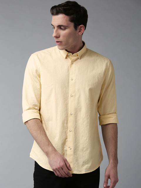 

Blackberrys Men Yellow Slim Fit Self-Checked Casual Shirt