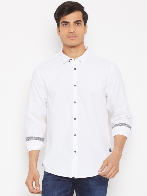 

Blackberrys Men White Slim Fit Self Design Casual Shirt