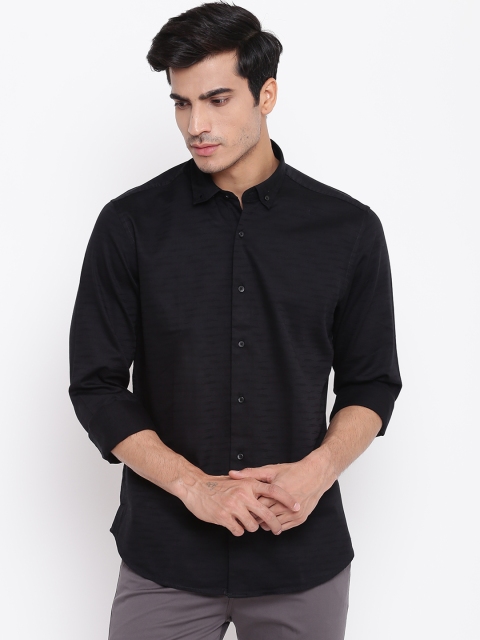 

Blackberrys Men Black Slim Fit Self Striped Casual Shirt