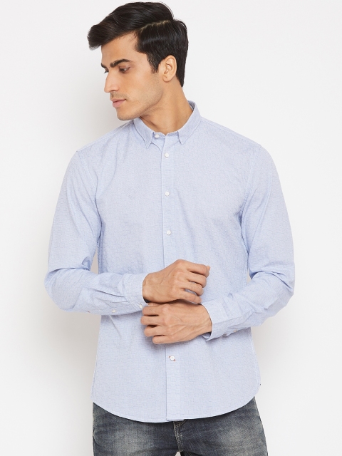 

Blackberrys Men Blue Slim Fit Self Design Casual Shirt