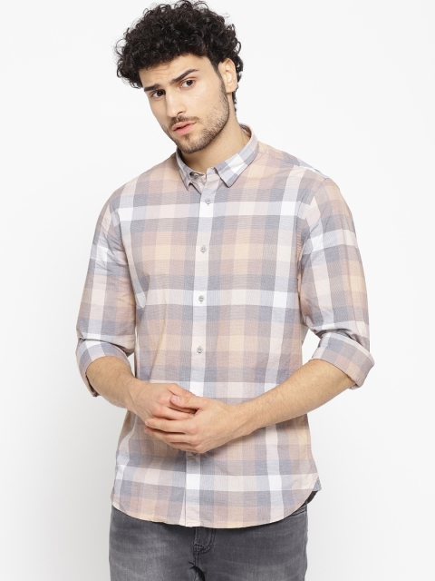

Blackberrys Men Brown & Black Slim Fit Checked Casual Shirt