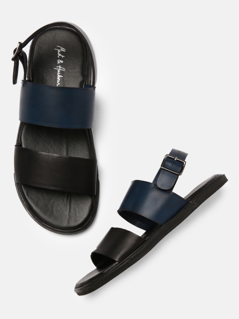 

Mast & Harbour Men Navy Blue & Black Comfort Sandals