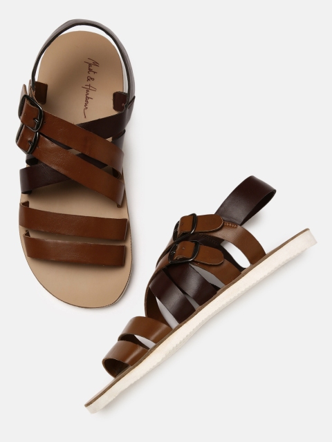 

Mast & Harbour Men Tan & Maroon Comfort Sandals