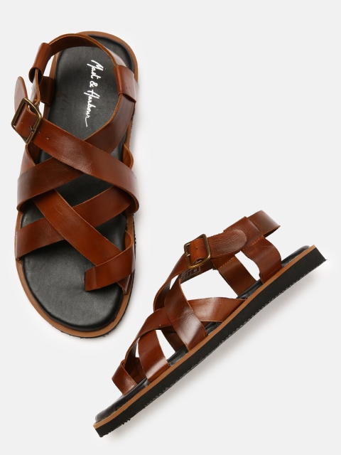 

Mast & Harbour Men Brown Solid Comfort Sandals