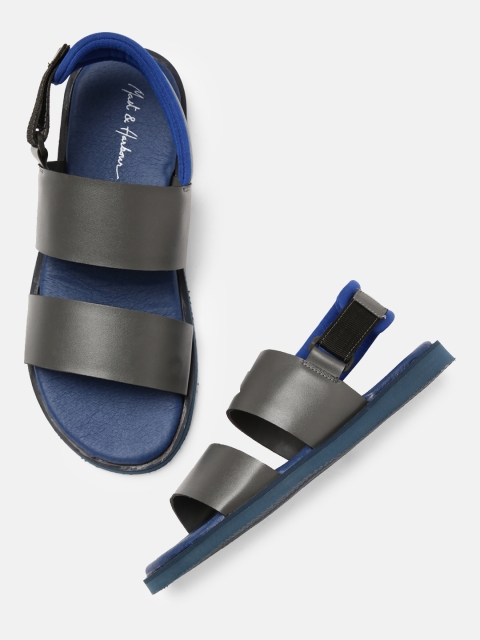 

Mast & Harbour Men Grey & Blue Comfort Sandals