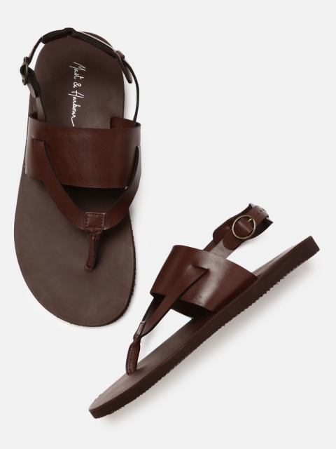 

Mast & Harbour Men Brown Solid Comfort Sandals
