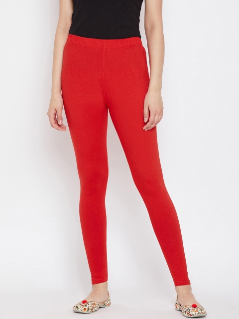 

Camey Women Red Solid Ankle-Length Leggings