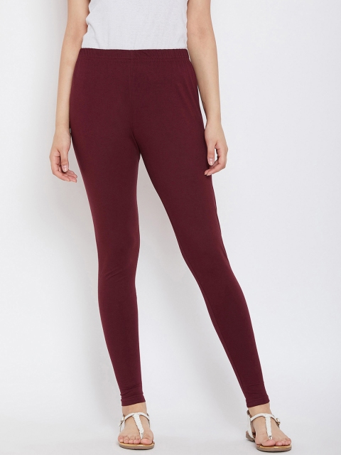 

Camey Women Maroon Solid Ankle-Length Leggings, Burgundy
