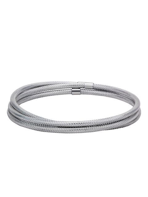 

Inox Jewelry Women Set of 3 Silver-Toned Connected Bangles