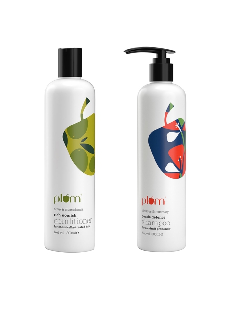 

Plum Unisex Set of 2 Gentle Defence Shampoo & Rich Nourish Conditioner, Pink