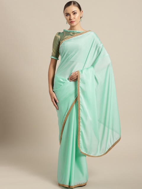 

Inddus Sea Green Solid Art Silk Saree