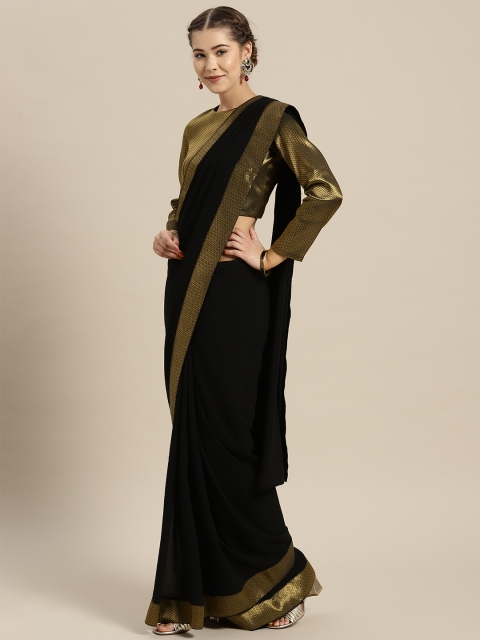 

Inddus Black Solid Saree