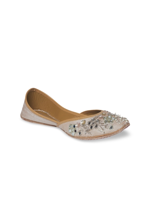 

Coral Haze Women Beige Embellished Mojaris