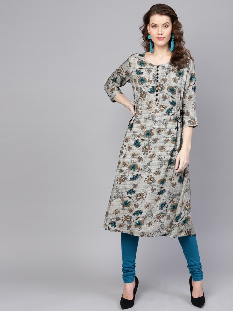 

Shree Women Off-White & Black Printed A-Line Kurta