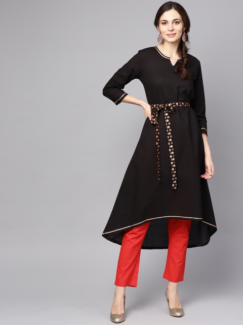 

AASI - HOUSE OF NAYO Women Black Solid A-Line Kurta