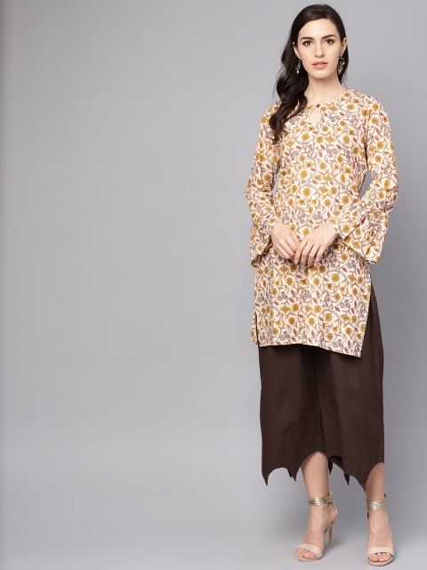 

AASI - HOUSE OF NAYO Women Beige & Coffee Brown Printed Kurta with Palazzos