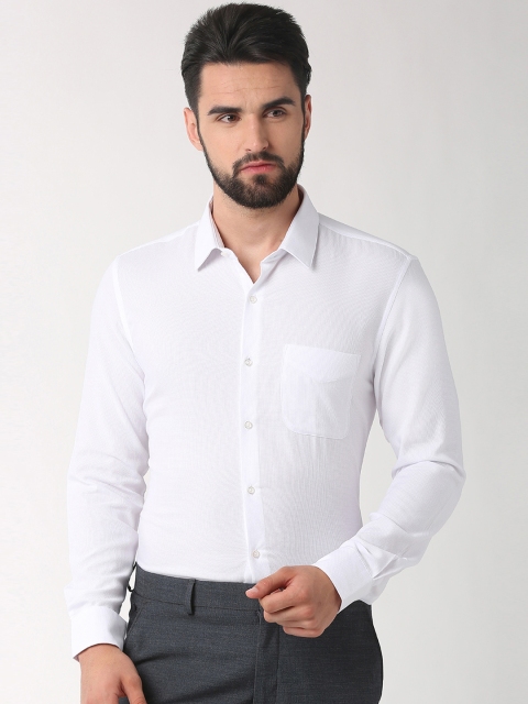 

Peter England Men White Slim Fit Solid Formal Shirt