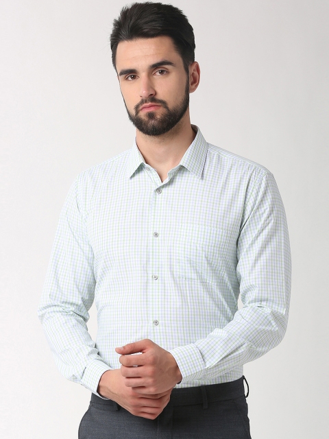 

Peter England Men White & Blue Slim Fit Checked Formal Shirt