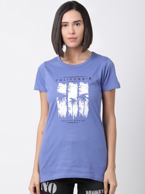 

GOLDSTROMS Women Blue Printed Round Neck T-shirt