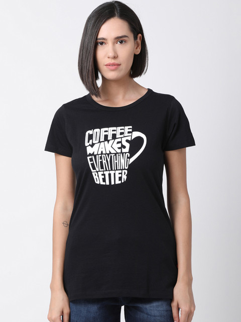 

GOLDSTROMS Women Black Printed Round Neck T-shirt