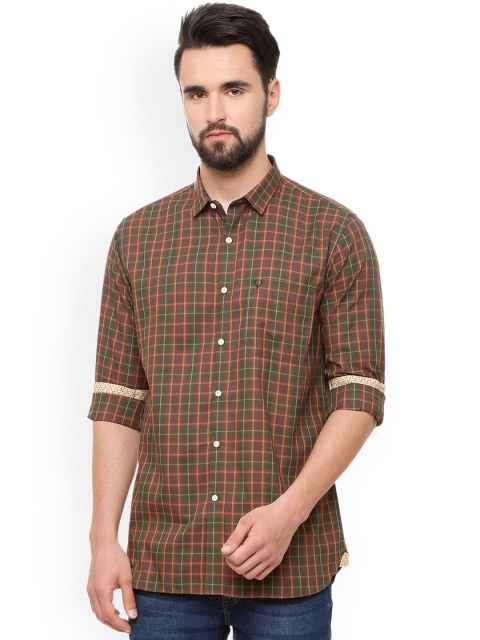 

Allen Solly Men Green & Brown Regular Fit Checked Casual Shirt