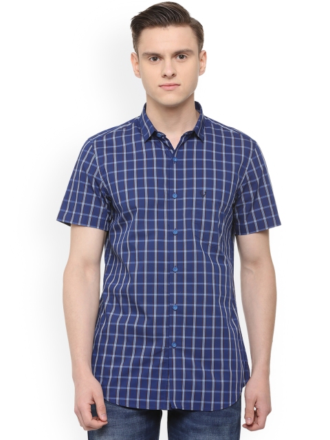 

Allen Solly Men Blue & Off-White Slim Fit Checked Casual Shirt