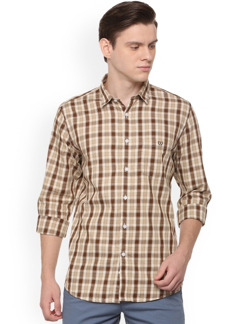 

Van Heusen Sport Men Beige & Brown Slim Fit Checked Casual Shirt