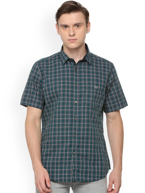 

Van Heusen Sport Men Green & Grey Slim Fit Checked Casual Shirt